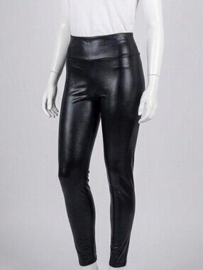 Sakkas Black Pleather Leggings 1XL